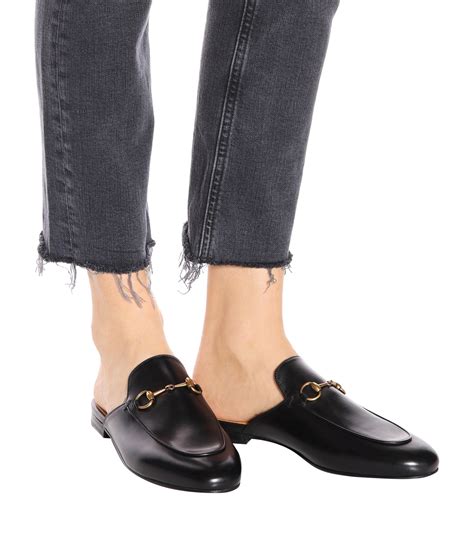 gucci princetown black leather 8.5|Gucci princetown embroidered leather slipper.